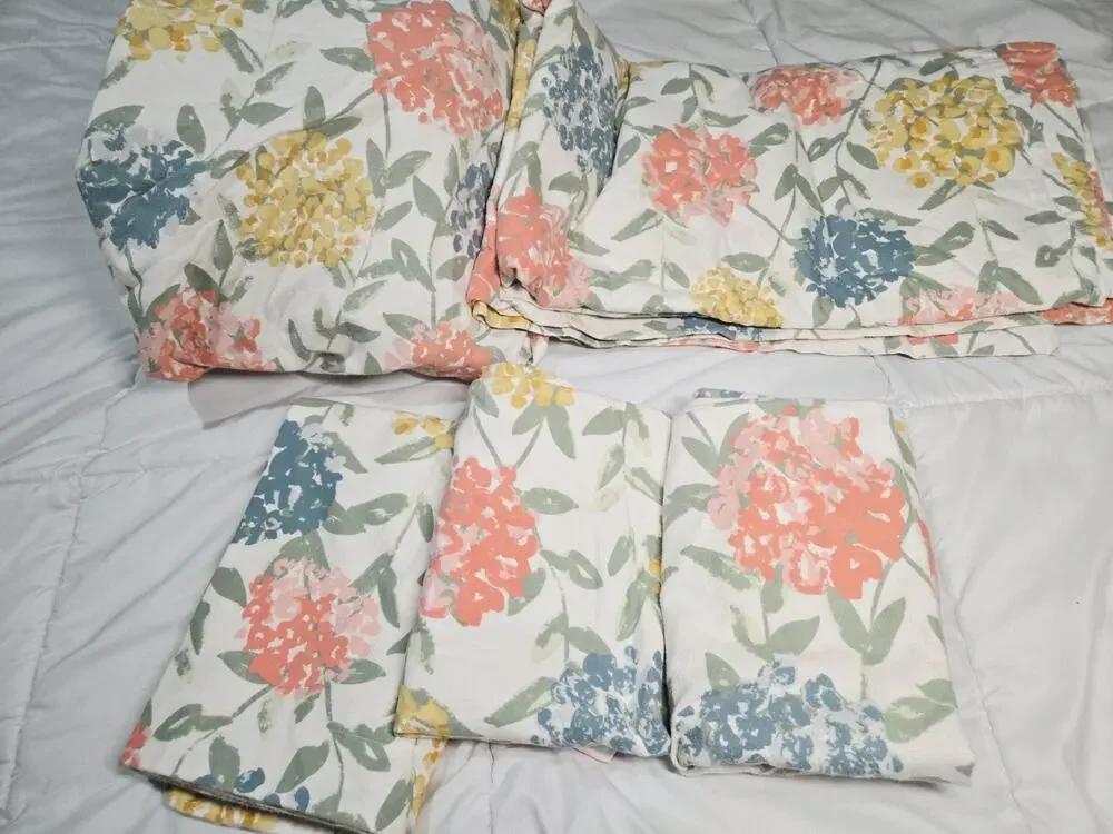 Garnet Hill Cotton Fleece Queen Set Tabitha Floral 5 Pcs Portugal Bedding Garden